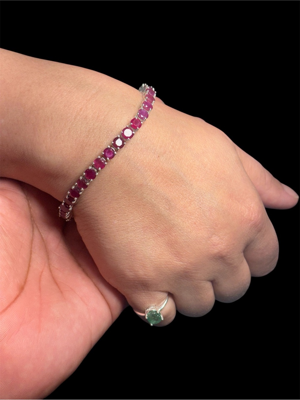 Natural Ruby Tennis Bracelet 925 Sterling Silver Certified Handmade Jewelry